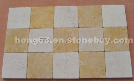 Yellow limestone paving stone