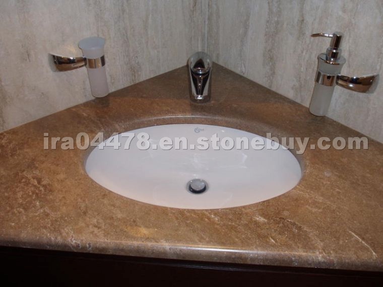 Travertino Oniciato Scuro Vanity Top