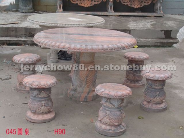 stone/marble table & benches