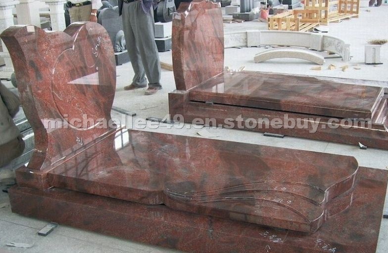 Multicolor Red Granite Tombstone
