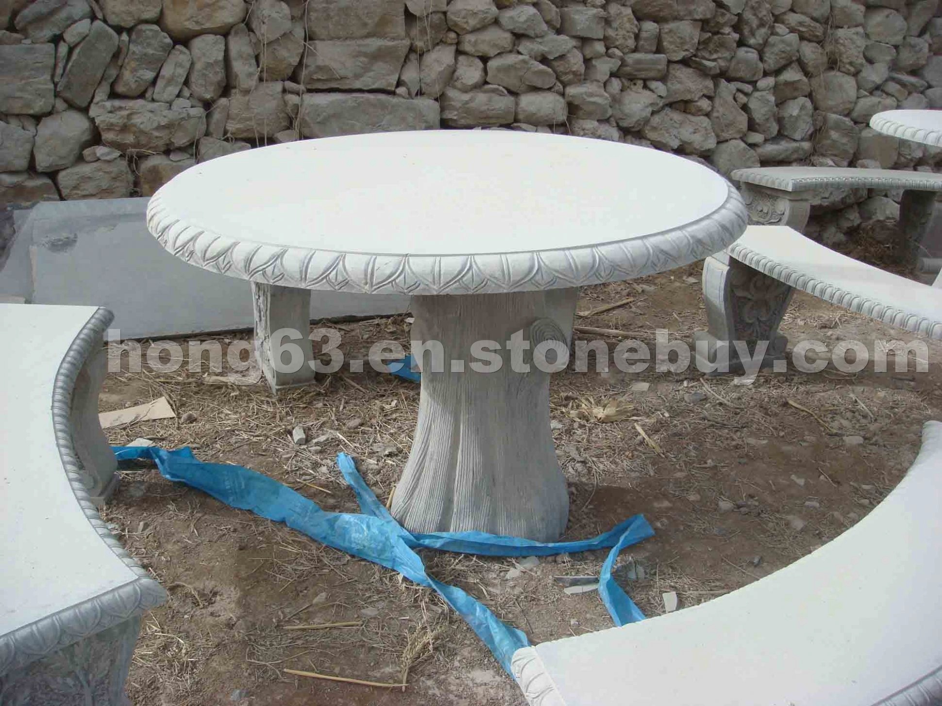 Limestone round top table