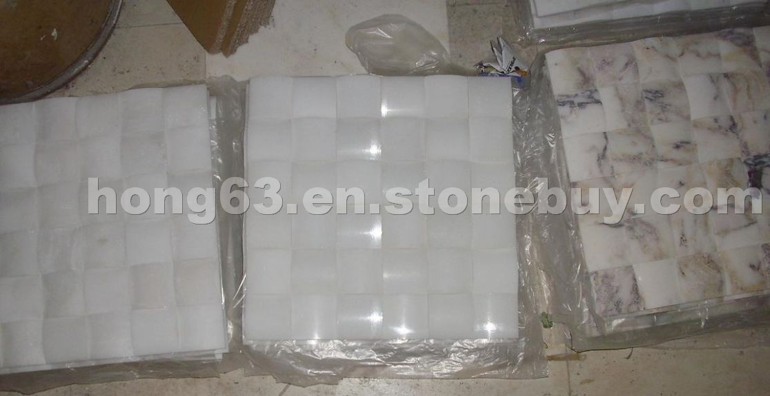 3D pure white marble mosaic