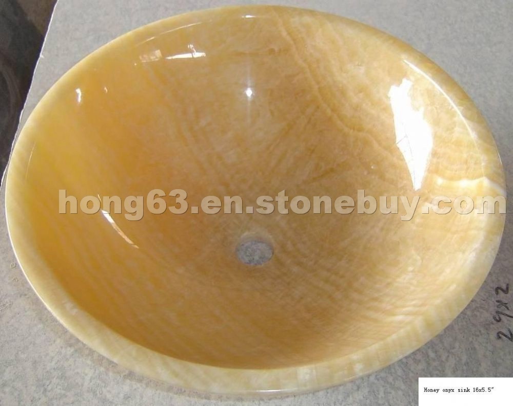 Honey onyx round sink