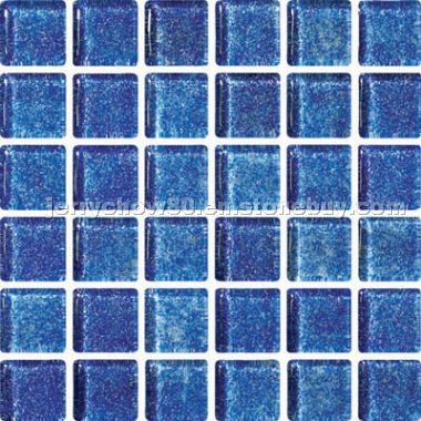 Blue glass mosaic tiles