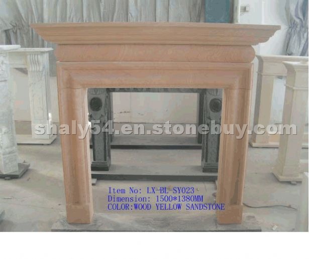 yellow wood sandstone fireplace