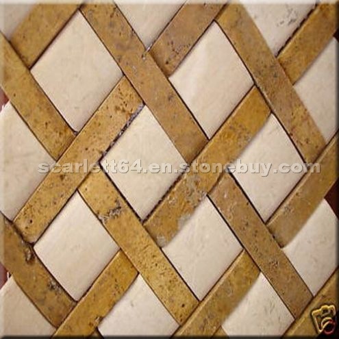 Gold Travertine-Marble Mosaic Tiles Gold Travertine-Marble Mosaic Tiles