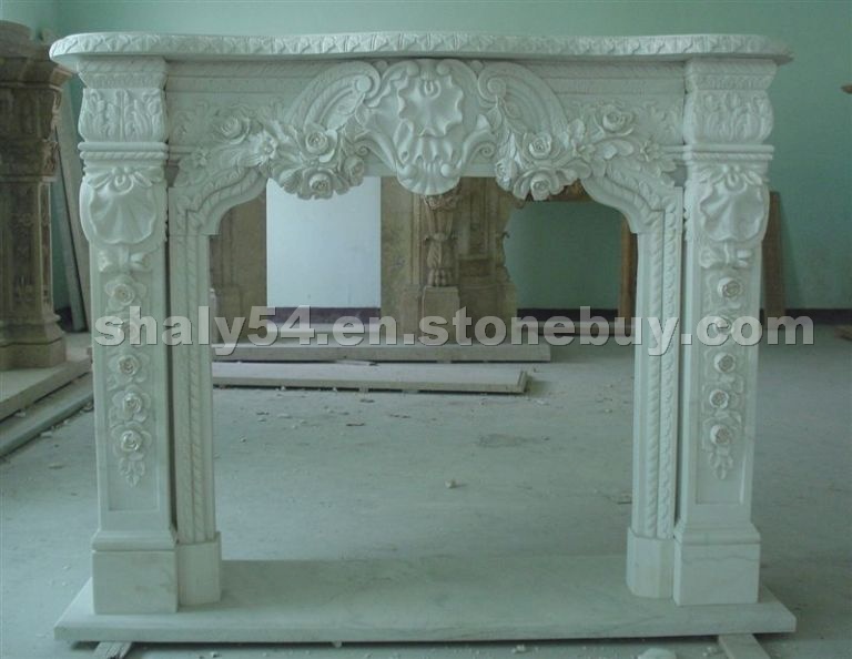 white marble fireplace