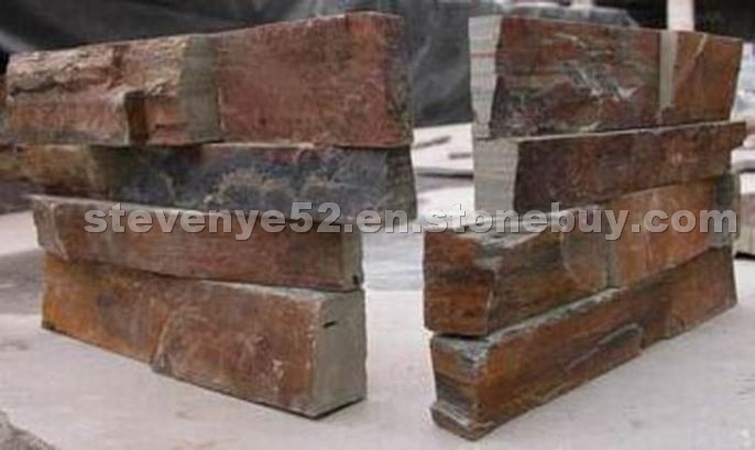 Brown slate wall corners