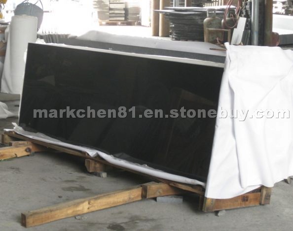 polished black basalt slabs