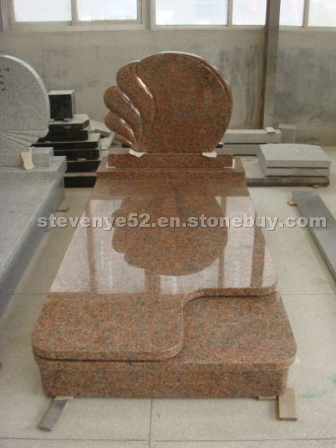 Maple red granite tombstone