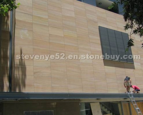 Yellow sandstone wall panels
