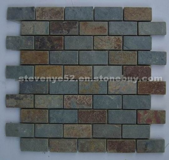 Green rust slate mixed mosaic