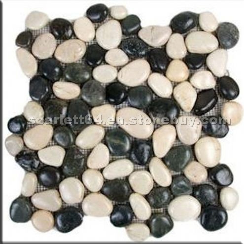 Glazed Black and White Pebble Tile Glazed Black and White Pebble Tile