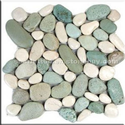 Glazed Green and White Pebble Tile Glazed Green and White Pebble Tile