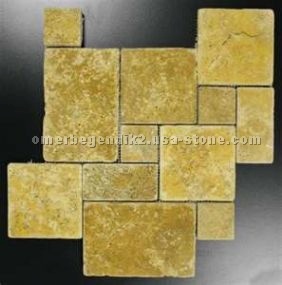 Gold Tumbled Travertine Mini Versailles