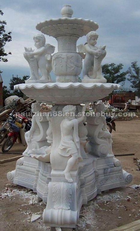 white marble garden fountain