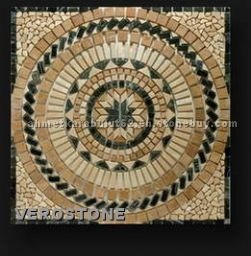 Tumbled Travertine-Marble Mosaic Medallion