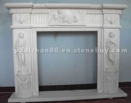 White marble carved fireplace White marble carved fireplace