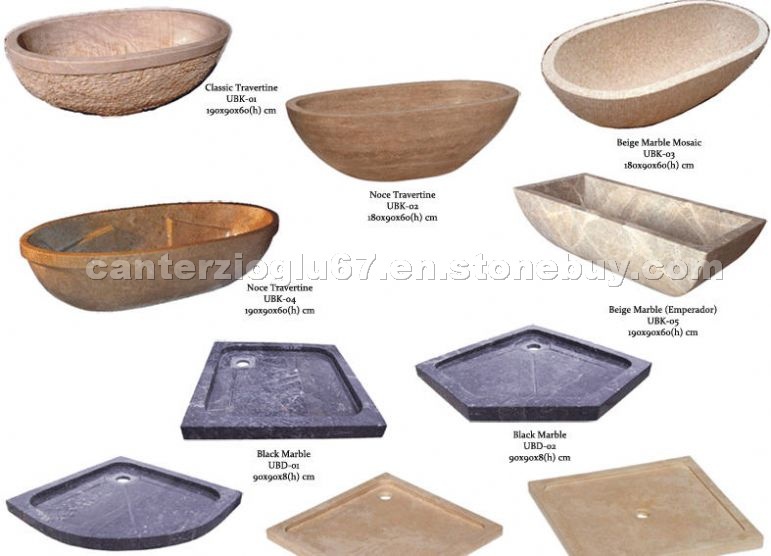 Travertine and Marble Bathtubs, Shower Trays
