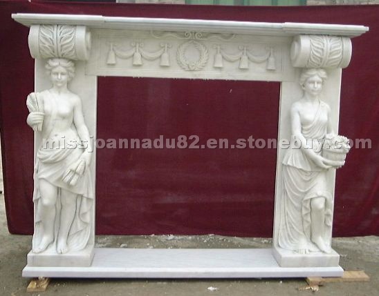 White Carving Fireplace