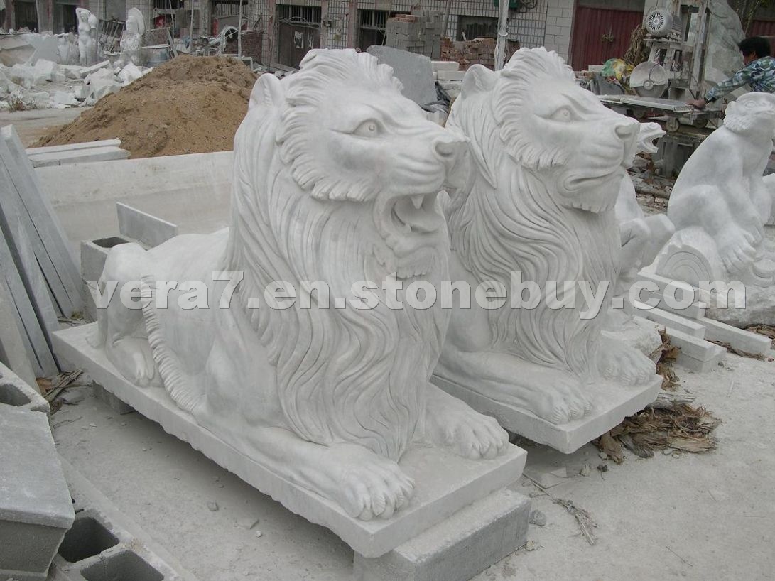 White Marble Lions Sculpture White Marble Lions Sculpture