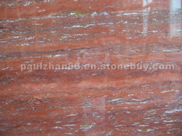 Natural red travertine stone (vein cut)