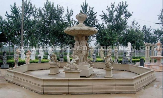 yellow sandstone carving fountain