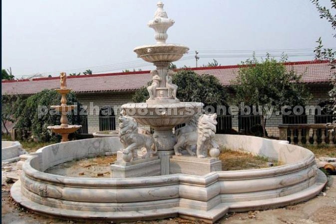 carved grey marble fountain