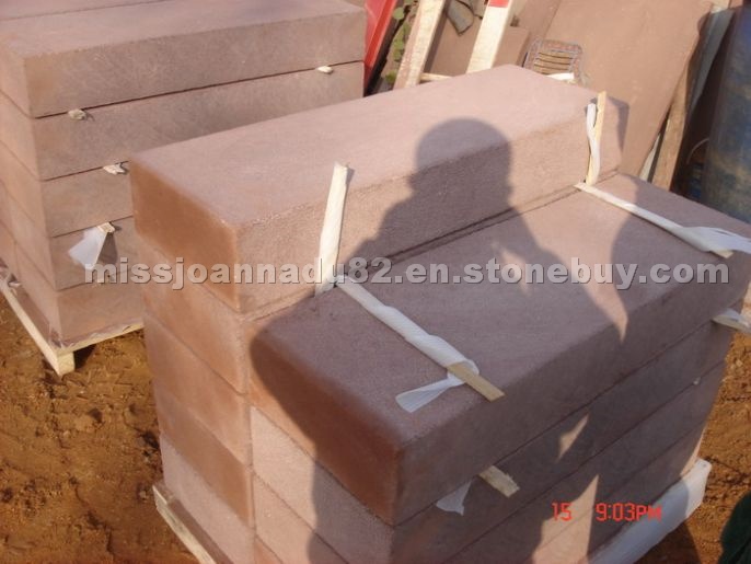 Red sandstone block steps