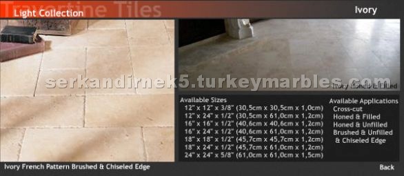 Ivory Travertine French Pattern Brushed, Chiseled