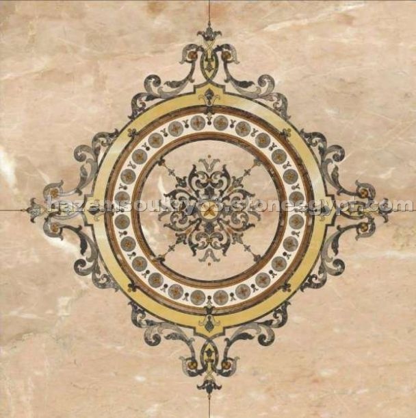 Water jet marble circular medallion