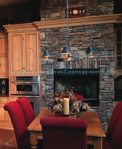 Dressed Fieldstone fireplace