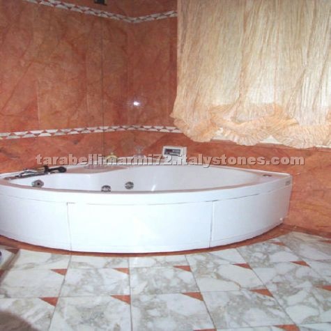 Bathroom in Marble Rosso Alambra and Calacatta Ven