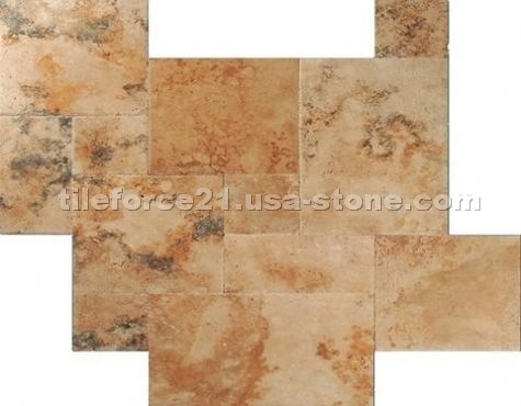 Antique Gold Travertine Versailles Pattern