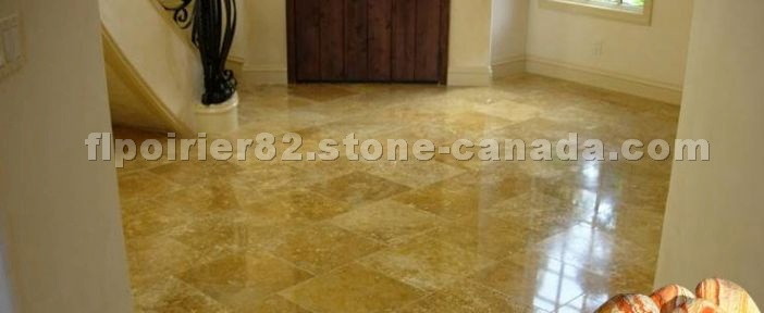Gold travertine floor tiles, pattern