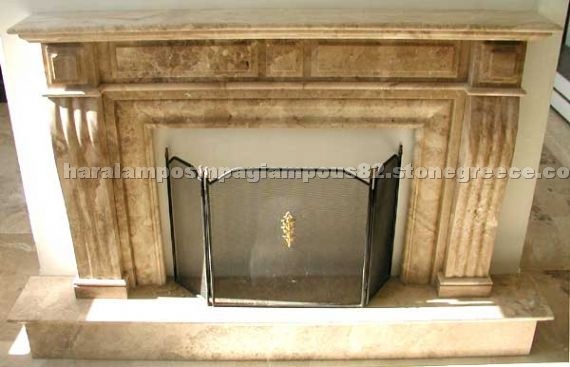 Brown Travertine Fireplace Mantel