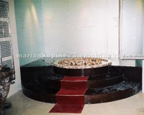 Black granite bathtub surround