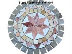 Colorful Circle Quartzite Mosaic Medallion