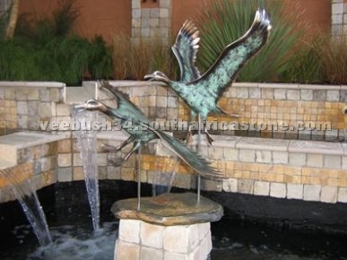 Antique Travertine Fountain- Bronze Sculpture