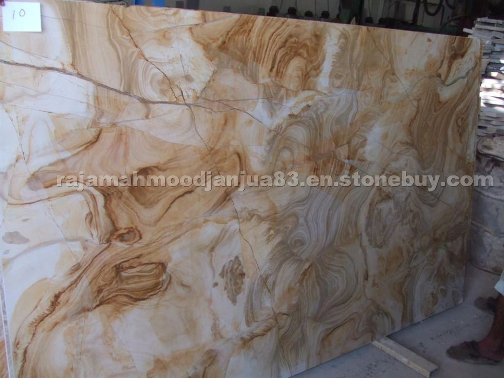 Teak Wood Marble Slabs