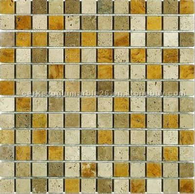 Mixed Travertine, Tumbled Mosaic