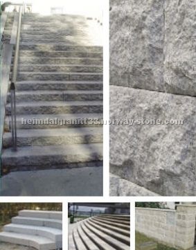 Granite landscaping, stairs, wall covering