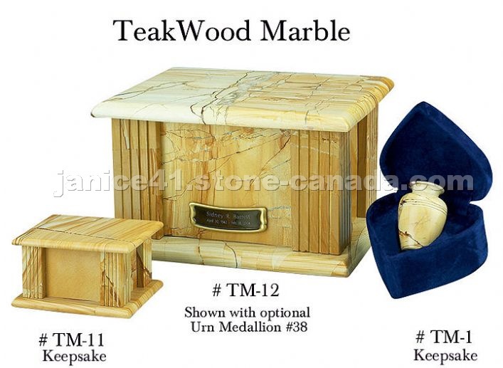 Teak Wood Marble Keepsake and Urn