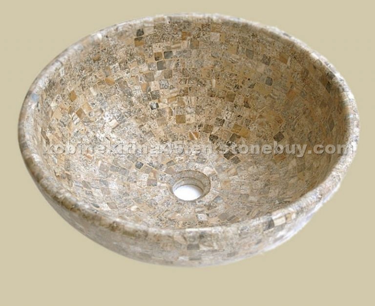Scabos Travertine mosaic basin