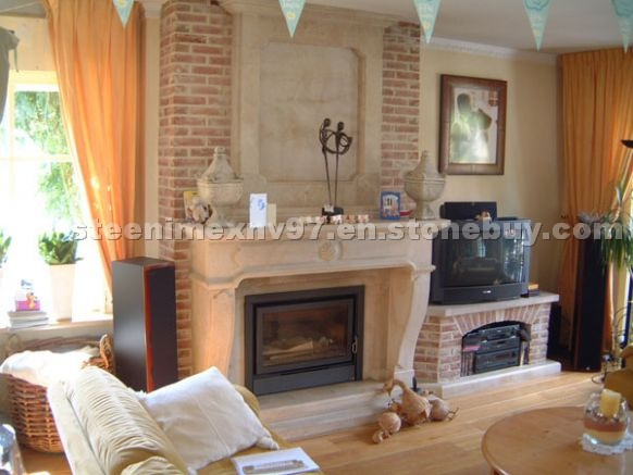 Natural stone fireplace
