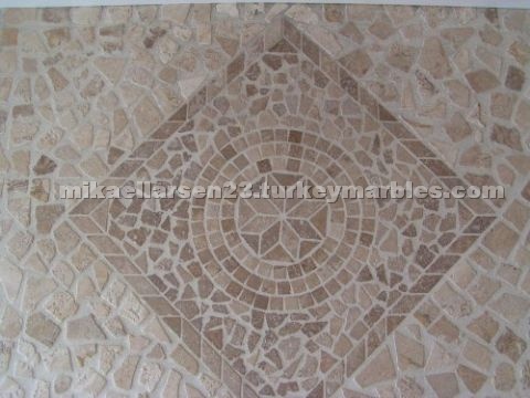 Ivory Travertine Mosaic Medalllion