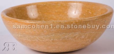 Burnt Sunrise Travertine Bowl