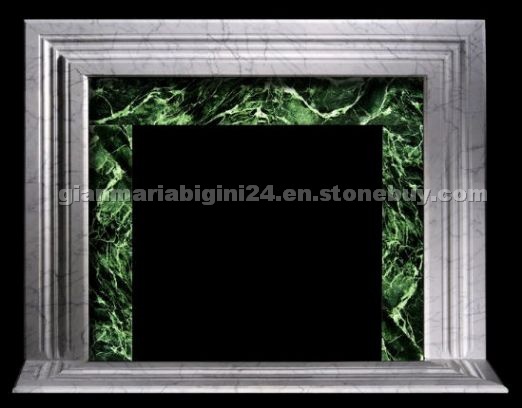 Fireplace with carved stone profiles