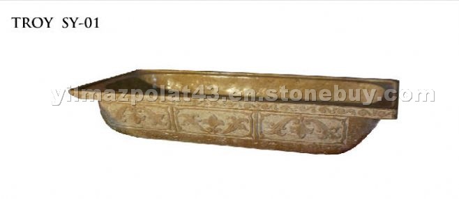 Carved travertine bath tub