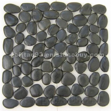 Black pebble mosaic tile